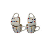 Multicoloured Heart Pattern Ceramic Coffee Mugs with Handles 175 ml | Set of 2