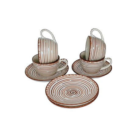 Brown Ceramic Coffee Cup with Saucer 210 ml | Handcrafted Set for 2