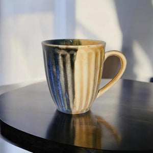 Studio Pottery Navy Blue & Mustard Yellow Mug 350ml | Set of 2