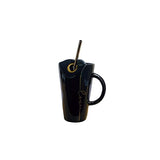 Tall Sipper Mug with Handle and Straw  Black 400ml