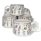 Nature Floral Leaves Handprinted Ceramic Coffee Tea Cup | 125 ml | Pack of 6