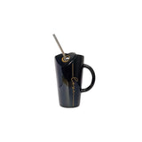 Tall Sipper Mug with Handle and Straw  Black 400ml