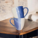 Studio Pottery Blue Swirl Design Ceramic Coffee, Tea & Milk Mug 300ml | Set of 2