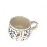 Nature Floral Leaves Handprinted Ceramic Coffee Tea Cup | 125 ml | Pack of 6