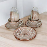 Brown Ceramic Coffee Cup with Saucer 210 ml | Handcrafted Set for 2