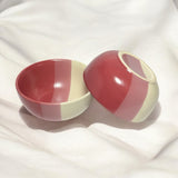 TT Pink Matte Ceramic Bowls 150ml with Spoon | Dinner Bowls- Set of 2