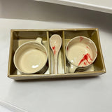 Red & White Ceramic Soup Bowl with Spoon 300ml | Set of 2