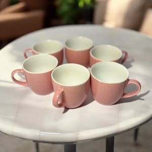 Pink Ceramic Tea Cups 150ml | Set of 6