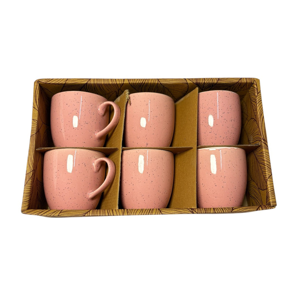Pink Ceramic Tea Cups 150ml | Set of 6