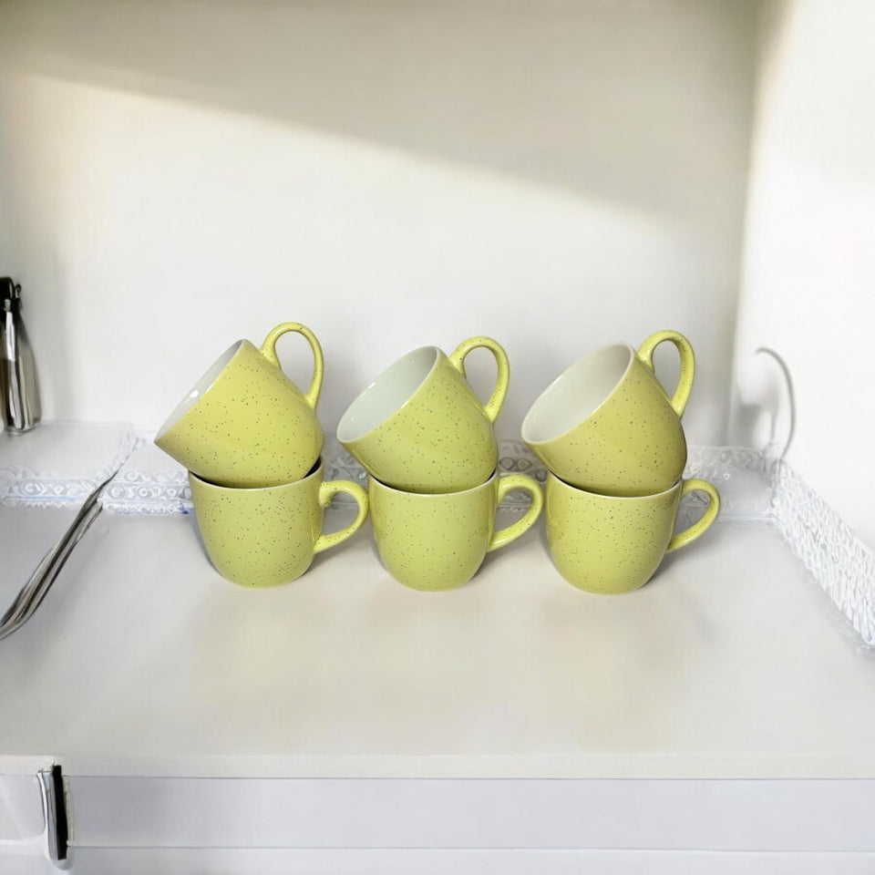 Light Green Ceramic Tea Cups 150m | Set of 6