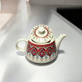 Hand-Painted Premium Ceramic Tea Morning Set | 6 Coffee Tea Cups 150ml and 1 Kettle 750ml