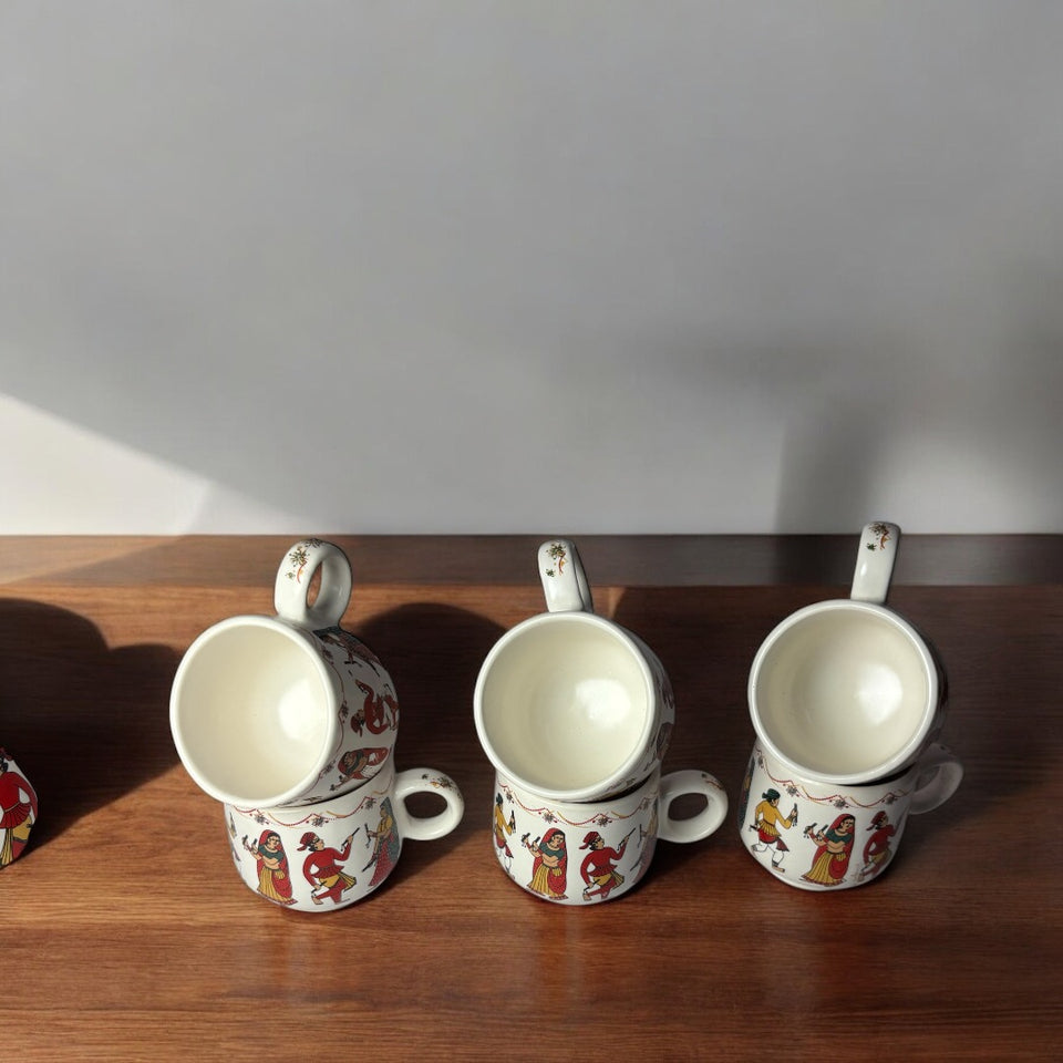 Tea Cups with Teapot – 6 Cup Set for Tea and Coffee Lovers