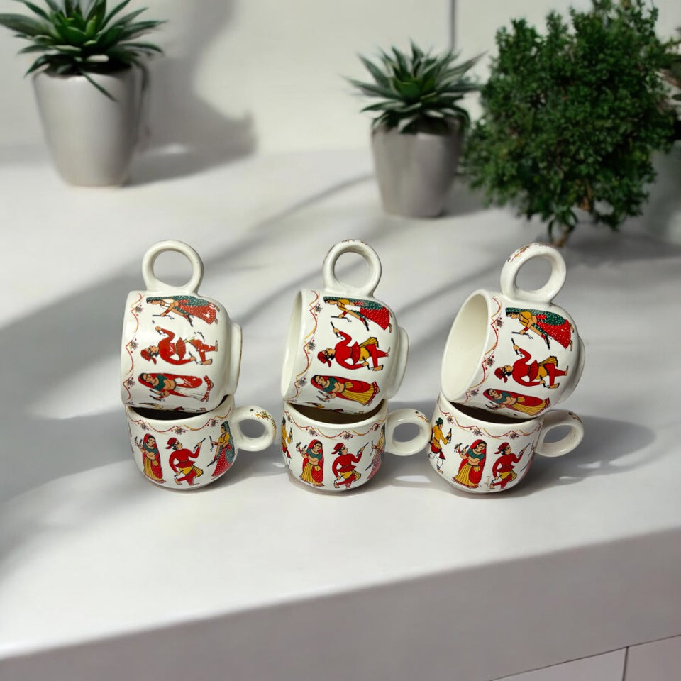 Tea Cups with Teapot – 6 Cup Set for Tea and Coffee Lovers